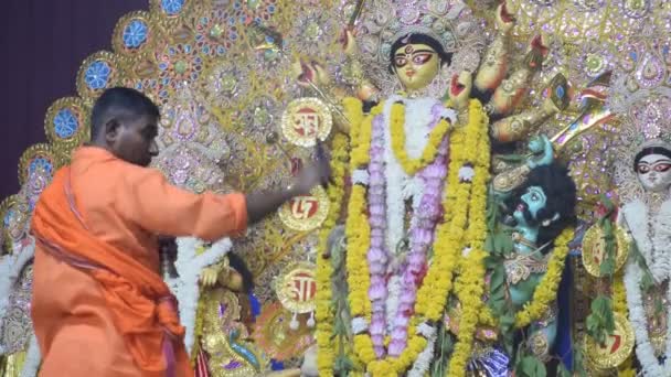 콜카타 2023 콜카타 Durga Puja Durga Puja Idol 인도에서 축제에서 — 비디오