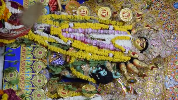 Kolkata Índia Setembro 2023 Deusa Durga Com Aparência Tradicional Vista — Vídeo de Stock