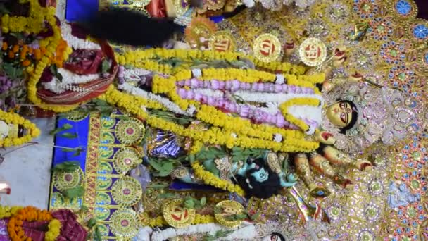 Колката Індія Вересня 192023 Богиня Дурга Традиційним Видом Південну Колката — стокове відео