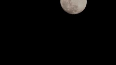 Moon Timelapse, Stock zamanaşımı: Dolunay karanlık gökyüzünde yükseliyor, gece vakti. Dolunay zamanı, gece karanlığında karanlık gökyüzünde ay ışığıyla birlikte kaybolur. Yüksek kaliteli beleş video kaydı veya zaman ayarlı