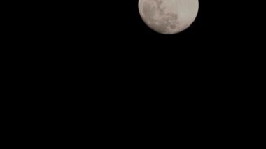 Moon Timelapse, Stock zamanaşımı: Dolunay karanlık gökyüzünde yükseliyor, gece vakti. Dolunay zamanı, gece karanlığında karanlık gökyüzünde ay ışığıyla birlikte kaybolur. Yüksek kaliteli beleş video kaydı veya zaman ayarlı
