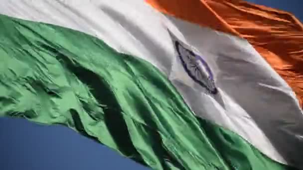 India Flag Flying High Connaught Place Pride Blue Sky India — ストック動画