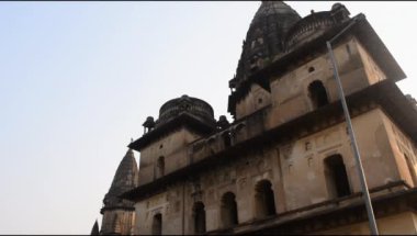 Orchha, Madhya Pradesh, Hindistan, Orchha kayıp şehir Hindistan, Hindistan arkeolojik siteleri Kraliyet Cenotapları 'nın Sabah Görüşü