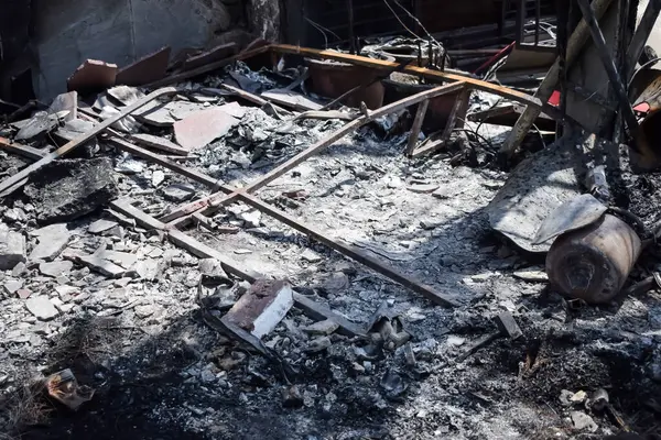 Stock image Fire breakout at childcare hospital at mid night when oxygen cylinder blasts in East Delhi, India, Fire at hospital where entire hospital destroyed