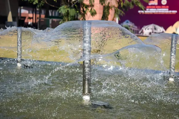 stock image Fountain in the complex of Bharat Mandapam formally known as Pragati Maidan in Delhi India, working fountain in the Bharat Mandapam complex, water in the fountain, fountain in the Bharat Mandapam Park