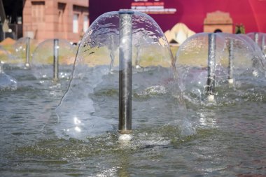 Fountain in the complex of Bharat Mandapam formally known as Pragati Maidan in Delhi India, working fountain in the Bharat Mandapam complex, water in the fountain, fountain in the Bharat Mandapam Park clipart