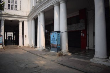 Delhi, India, September 09 2025 - Famous business district Connaught Place know as CP Delhi in the centre of New Delhi India with Offices, Banks and Shopping. British style architecture CP
