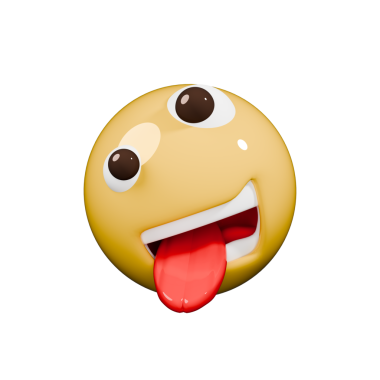 Gülen çılgın surat, dışa doğru kıvrımlı, üç boyutlu bir ifade.