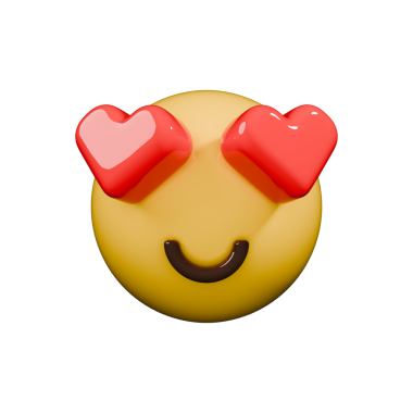 kalp gözleri, aşık emoji parıltılı 3D çizim