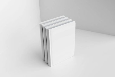 Minimalist Arkaplanda Gösterilen Beyaz Boş Kitaplar Yığını