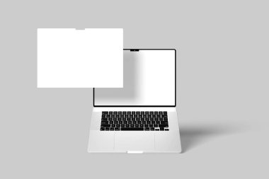 Gri arkaplanda dokuma taşları üzerine boş ekranı olan modern akıllı telefon modeli..