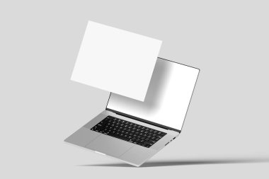 Gri arkaplanda dokuma taşları üzerine boş ekranı olan modern akıllı telefon modeli..