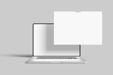 Gri arkaplanda dokuma taşları üzerine boş ekranı olan modern akıllı telefon modeli..