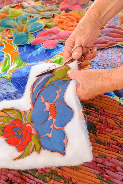 stock image Handmade work with calico fabric, widely used for crafts, patchwork and decoration items in Brazil.