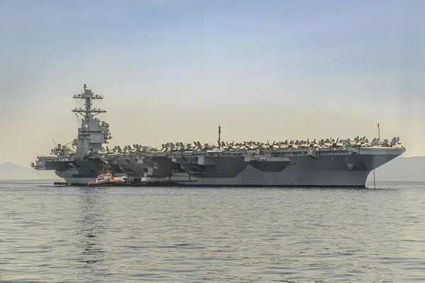 stock image The United States Navy aircraft carrier USS Gerald R. Ford docked in Split, Croatia on 27 June, 2023.