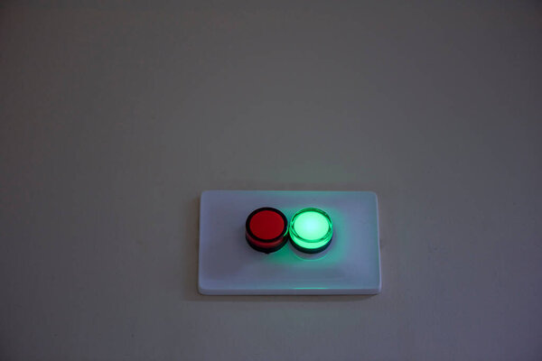 CT scan indicator light on. Hospital.