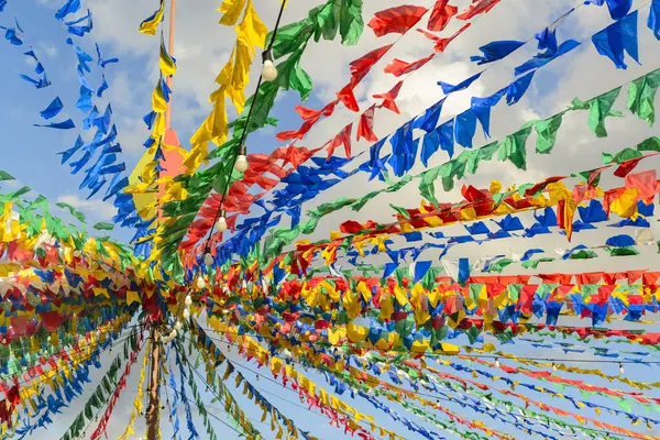 stock image Colorful flags and decorative balloon for the Saint John party, 