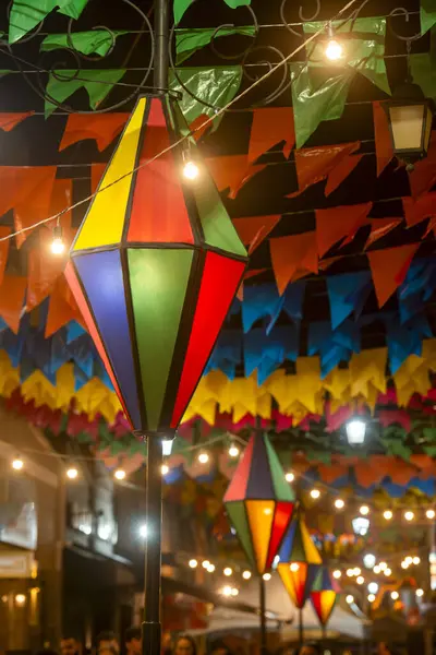 stock image Colorful flags and decorative balloon for the Saint John party, 