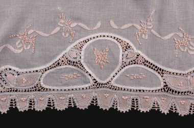 Northeast Brazilian Renaissance lace placemat, isolated on black backgrounds. clipart