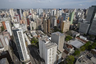 Curitiba, Parana, Brezilya. Şehir merkezi binaları 22 Eylül 2024