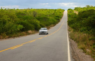 Brezilya, Paraiba 'nın Sertao bölgesindeki Sonsuz Kırsal Yol