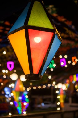 Kuzeydoğu Brezilya 'da Fenerli Renkli Sao Joao Festivali Dekorasyonları ve Bunting Bayrakları