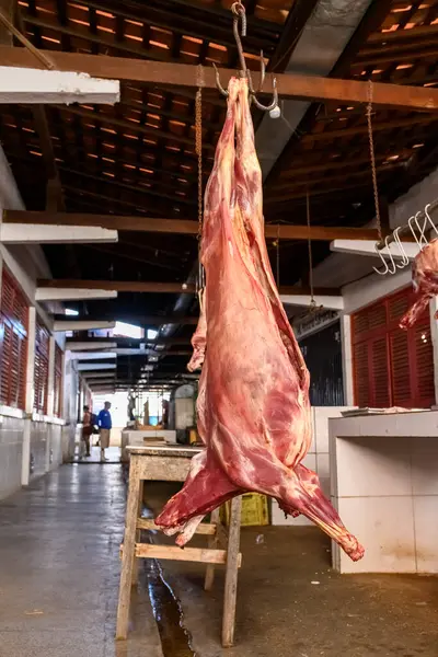 Serra Branca, Paraiba, Brezilya 'da açık pazarda satılık keçi eti