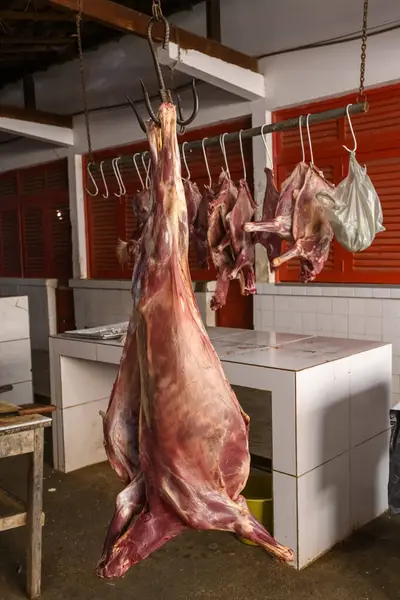 Serra Branca, Paraiba, Brezilya 'da açık pazarda satılık keçi eti