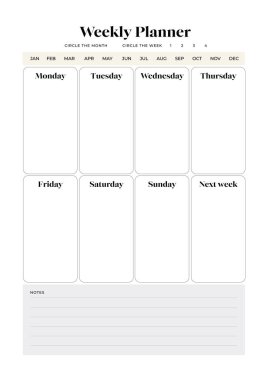 Weekly Planner Organizer, Printable Weekly Kit Agenda, Instant Download, Digital Planner
