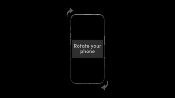 Rotate Your Phone Animation Intro Video Black Background High Quality — Stock Video
