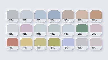 Trendy Colour Catalog Inspiration Palette in RGB and HEX. Vector Illustration