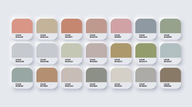 Trendy Colour Catalog Inspiration Palette in RGB and HEX. Vector Illustration