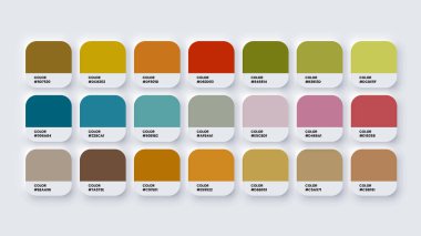 Trendy Colour Catalog Inspiration Palette in RGB and HEX. Vector Illustration