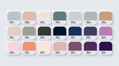 Trendy Colour Catalog Inspiration Palette in RGB and HEX. Vector Illustration