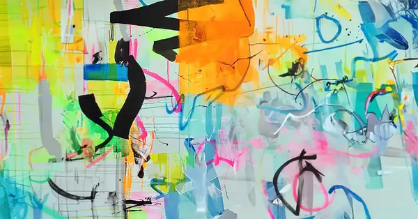 Soyut Çoklu Renkli Sanatsal Boyama, Fırçalı Grunge Doku Arkaplanı, Soyut Sanat İfade Eden Resim Tasarımı. Yüksek Kalite Fotoğraf