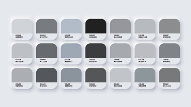 Renk Paleti, RGB 'deki renk örnekleri, HEX Renkleri, HEX Kod Kataloğundaki Pastel Renkleri. Renk Paleti, Tarafsız Tonlar. Vektör illüstrasyonu