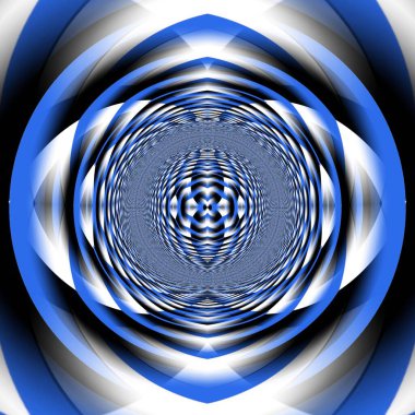 Siyah arkaplanda mavi beyaz gri desen ve 3D illüstrasyon tasarımı