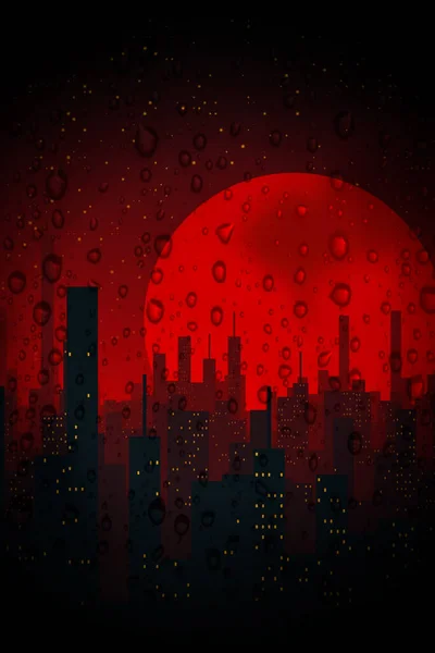 Wzór Projekt Zainspirowany Miejskimi Drapaczami Chmur Sylwetce Przeciwko Żywemu Czerwonemu — Zdjęcie stockowe