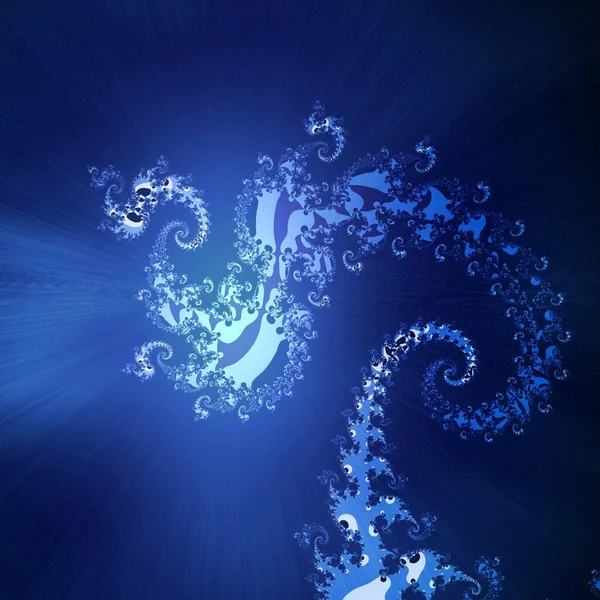 Современная Абстракция Многих Синих Цветах Фрактала Водой Добавлением Боке Слоя — стоковое фото