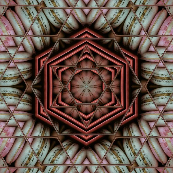 Красочный Шестиугольный Калейдоскопический Рисунок Макаронный Дизайн — стоковое фото