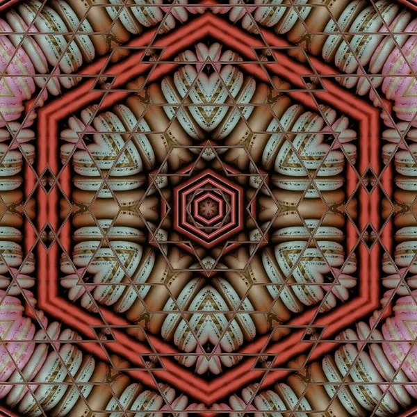 Buntes Sechseckiges Kaleidoskopmuster Und Makronendesign — Stockfoto