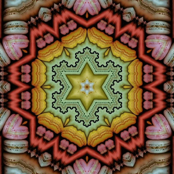 Красочный Шестиугольный Калейдоскопический Рисунок Макаронный Дизайн — стоковое фото