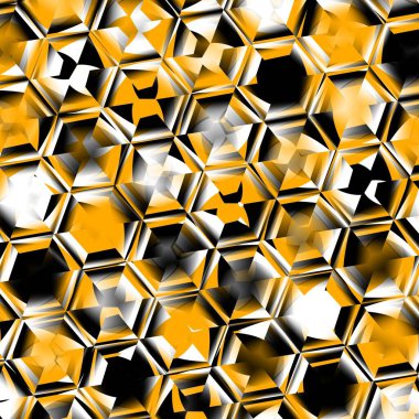 kompleks sarı-altın rengi siyah-beyaz Escher tasarımı