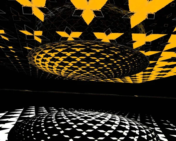 Complejos Diseños Tipo Escher Blanco Negro Oro Amarillo — Foto de Stock