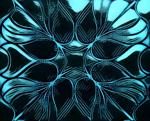 Калейдоскопічний Квітковий Візерунок Дизайн Діапазоні Бірюзового Світло Блакитного — стокове фото