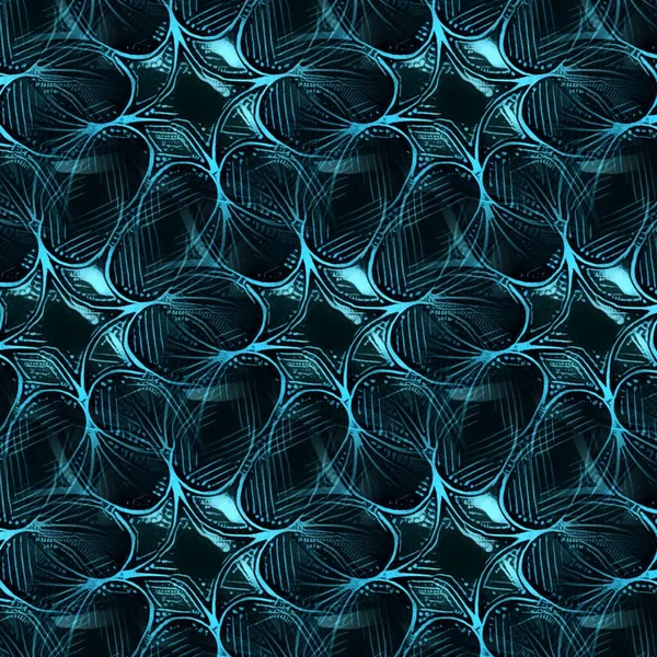 Caleidoscopico Fantasia Floreale Fantasia Design Una Gamma Turchese Azzurro Brillante — Foto Stock