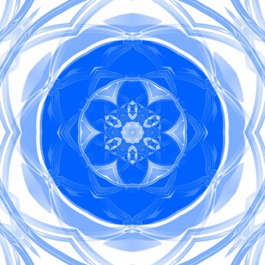 Mavi çiçekli fantezi altıgen kaleydoskopik tasarım