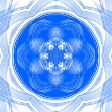 Mavi çiçekli fantezi altıgen kaleydoskopik tasarım