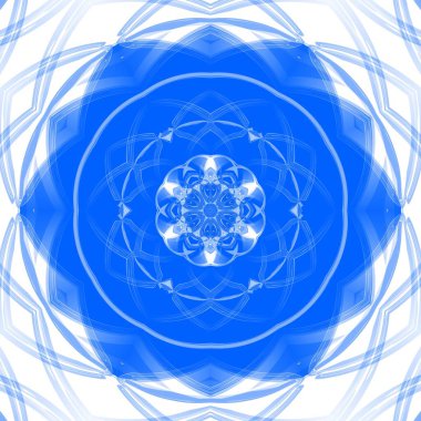 Mavi çiçekli fantezi altıgen kaleydoskopik tasarım