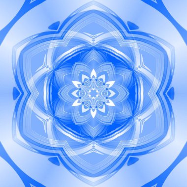 Mavi çiçekli fantezi altıgen kaleydoskopik tasarım